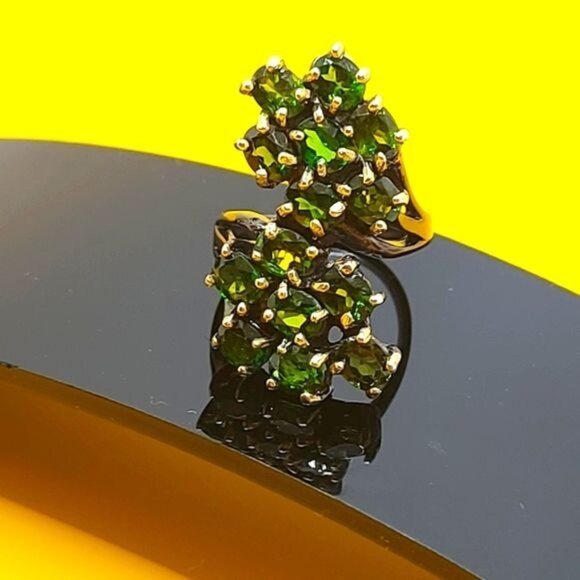 Natural Not Enhanced Chrome Diopside Ring 925 Sterling Silver Size‎ 6.75 - Picture 7 of 10